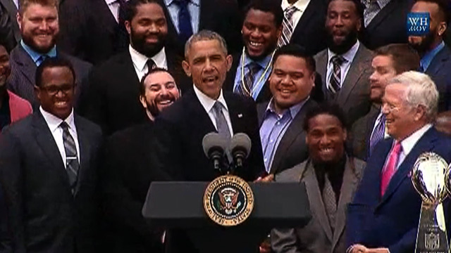 New England Patriots -- Barack Obama Cracks Deflategate, Gronk Jokes