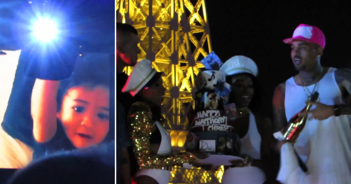 Chris Brown -- Two Huge Falls at Las Vegas Birthday Bash (VIDEO)
