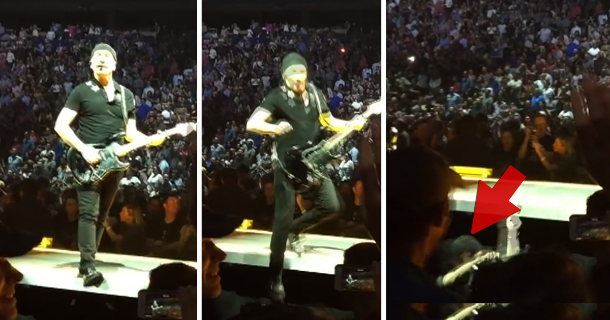 The Edge -- Too Close to the Edge During Concert ... Big Fall (VIDEO)
