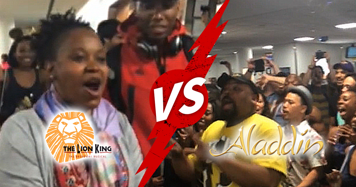 'Aladdin' & 'The Lion King' -- Broadway Casts in Epic Airport Sing-Off (VIDEO)