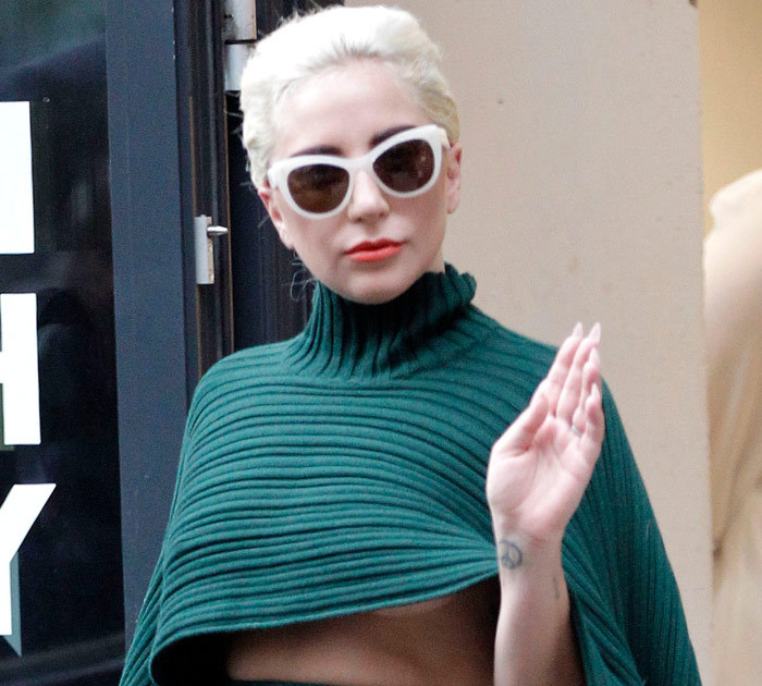 Lady Gaga in London -- Peek-A-Boob!