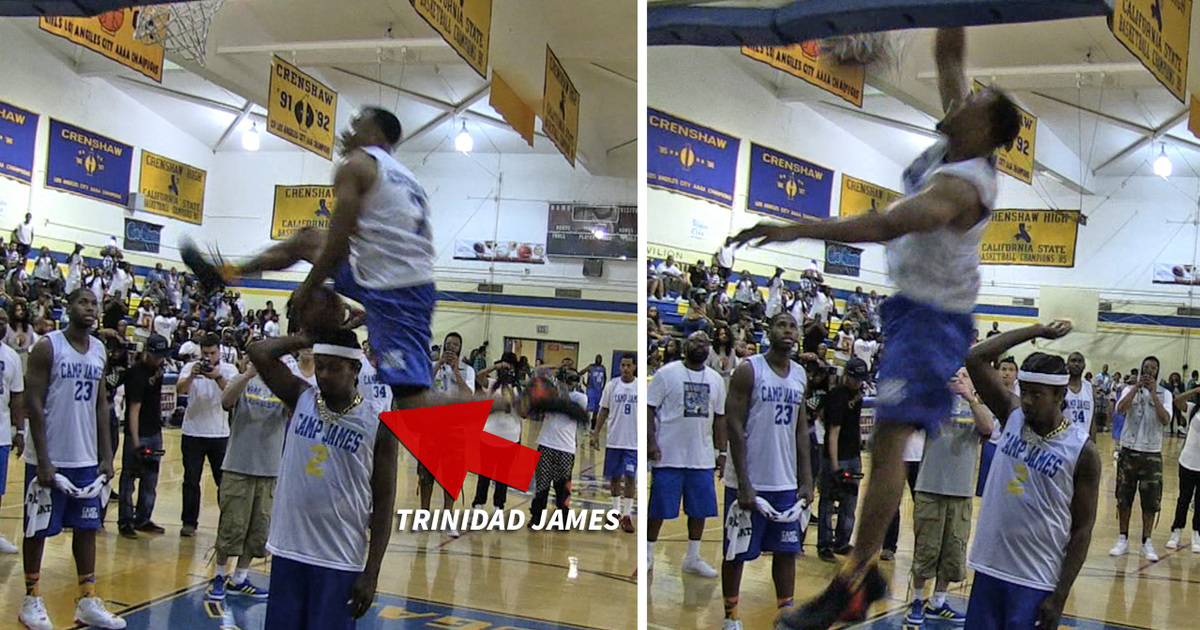 Trinidad James -- INSANE DUNK PROP ... At Celeb Hoops Event