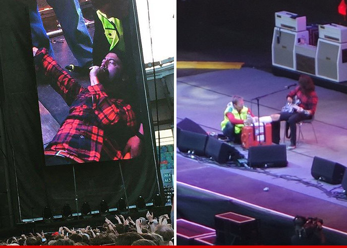 Dave Grohl -- Breaks a Leg On Stage ... FOR REAL!!! (VIDEO)