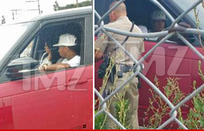 Tyga & Kylie Jenner -- Pulled Over by the Happiest Cop on Earth (PHOTOS)