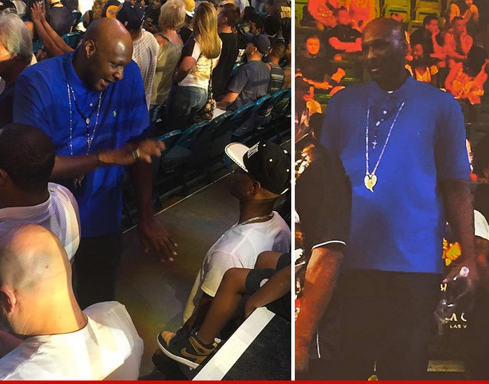 Lamar Odom -- Smiling & Friendly ... At Vegas Boxing Event