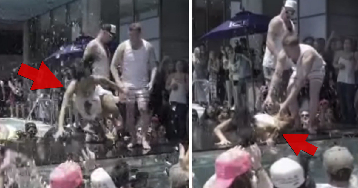 Demi Lovato -- Slip, Fall ... DIVE INTO THE POOL!!! (VIDEO)