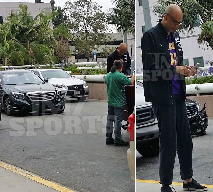 Kareem Abdul-Jabbar -- Car Crash at UCLA ... Wearing Lakers Jersey