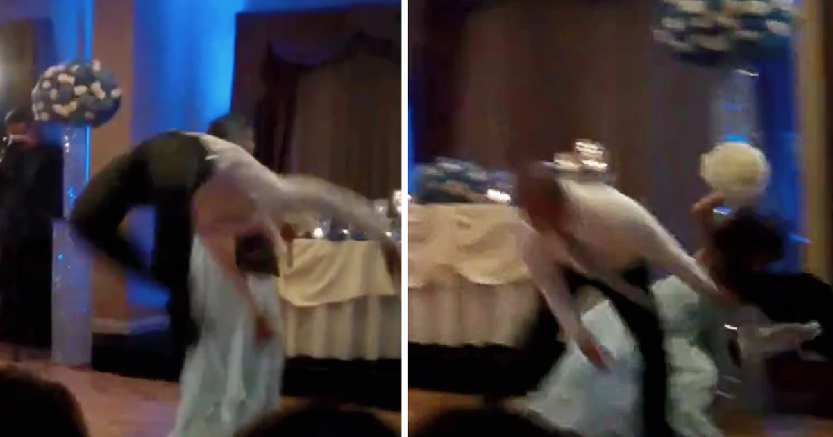 Wedding DISASTER -- Groomsman Takes Out Bridesmaid with Backflip!!! (VIDEO)