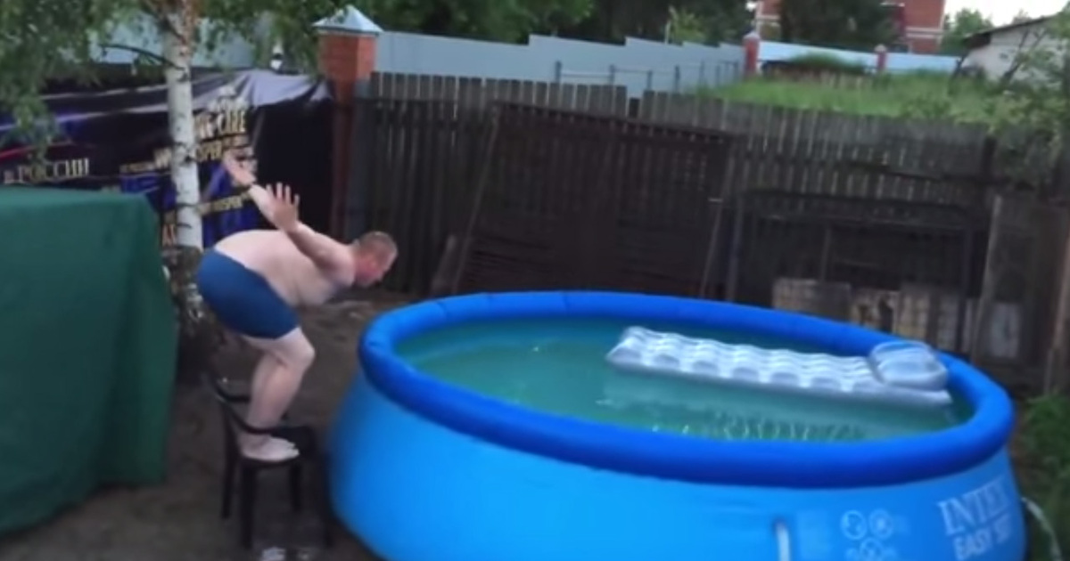 Hilarious Pool Dive -- Doesn’t Even Make It In The Water