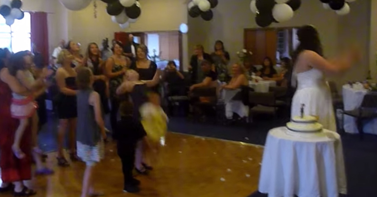 Wedding Fail -- Bouquet Goes Up ... Baby Goes Down