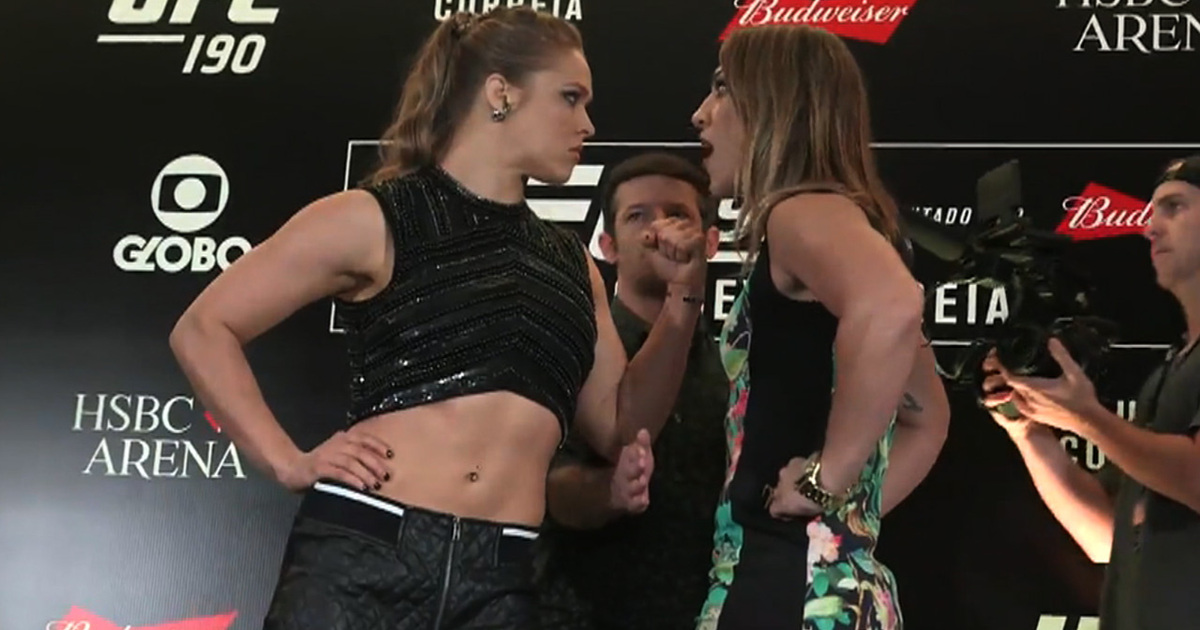 Ronda Rousey to Correia -- DEATH STARE ... In Sequin Crop Top