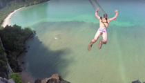 Extreme Cliff Diver -- Parachute Hooked To Back Piercing (GRAPHIC VIDEO)