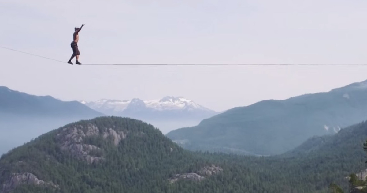 Life On The Line -- Man Walks Between Peaks ... On A Rope!!! (VIDEO)