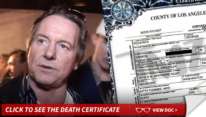 'Rowdy' Roddy Piper -- Cause of Death ... Heart Attack from Blood Clot