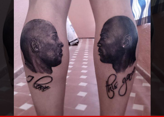 Kobe Bryant vs. Michael Jordan -- Going Head-to-Head Again ... On Some Dude's Calves (PHOTO)