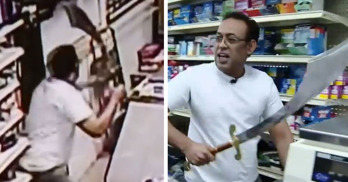 Sword Fighting Stickup -- Store Clerk Has A Bigger Blade