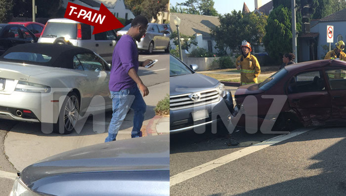 T-Pain Wrecks Aston Martin -- Blame It On the O-O-O-Other Driver (PHOTOS)