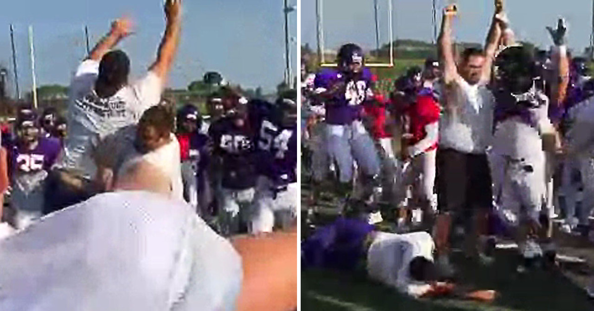 Holy Cross Football -- WWE Practice ... Coaches Act Out SummerSlam (VIDEO)