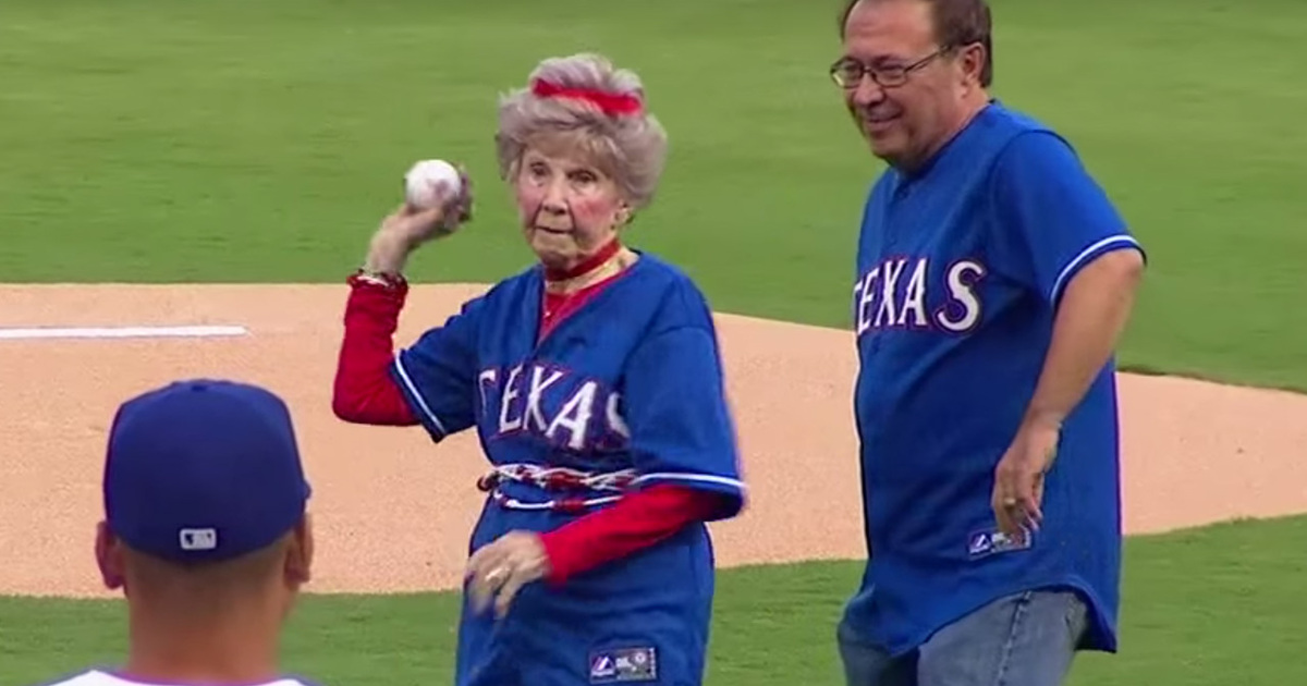 Adorable 103-Year-Old Woman ... Tosses Out First Pitch For Texas Rangers