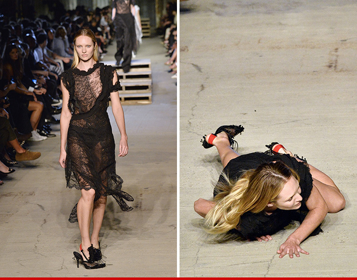 Candice Swanepoel -- Nasty Spill on NYFW Runway