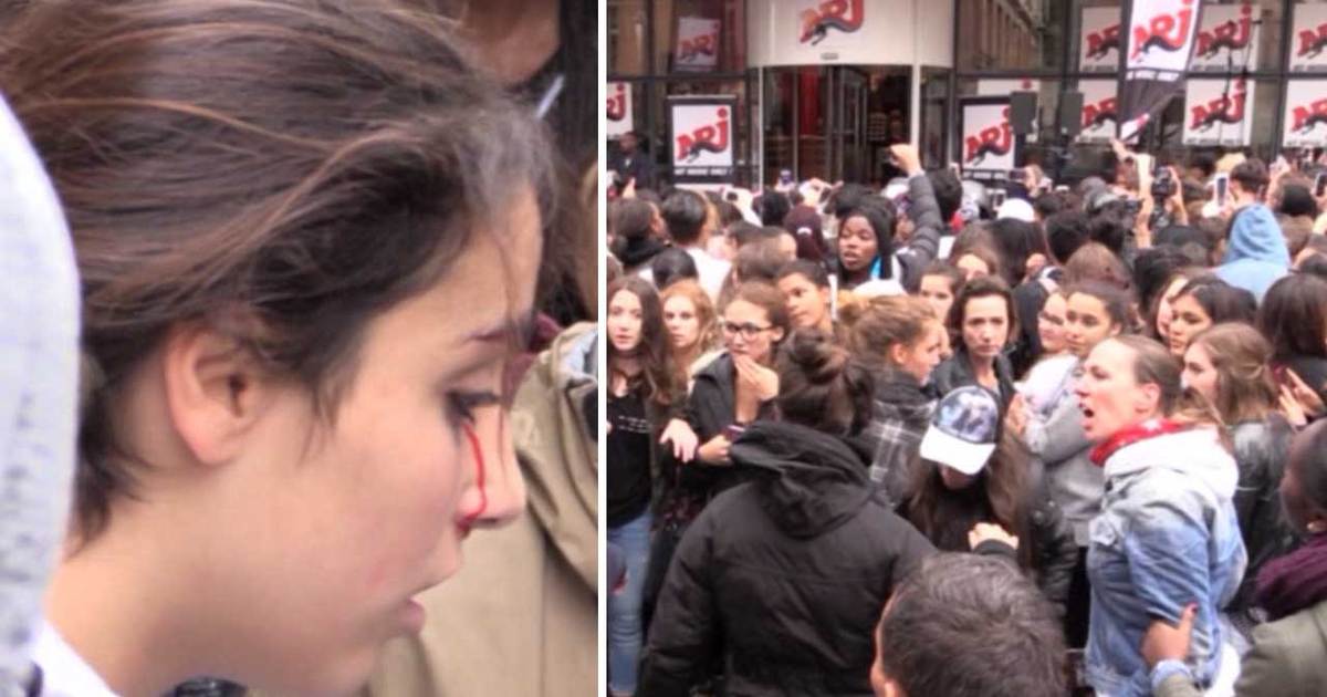 Justin Bieber -- Bloody Girl Fight as French Fans Rally (VIDEO)