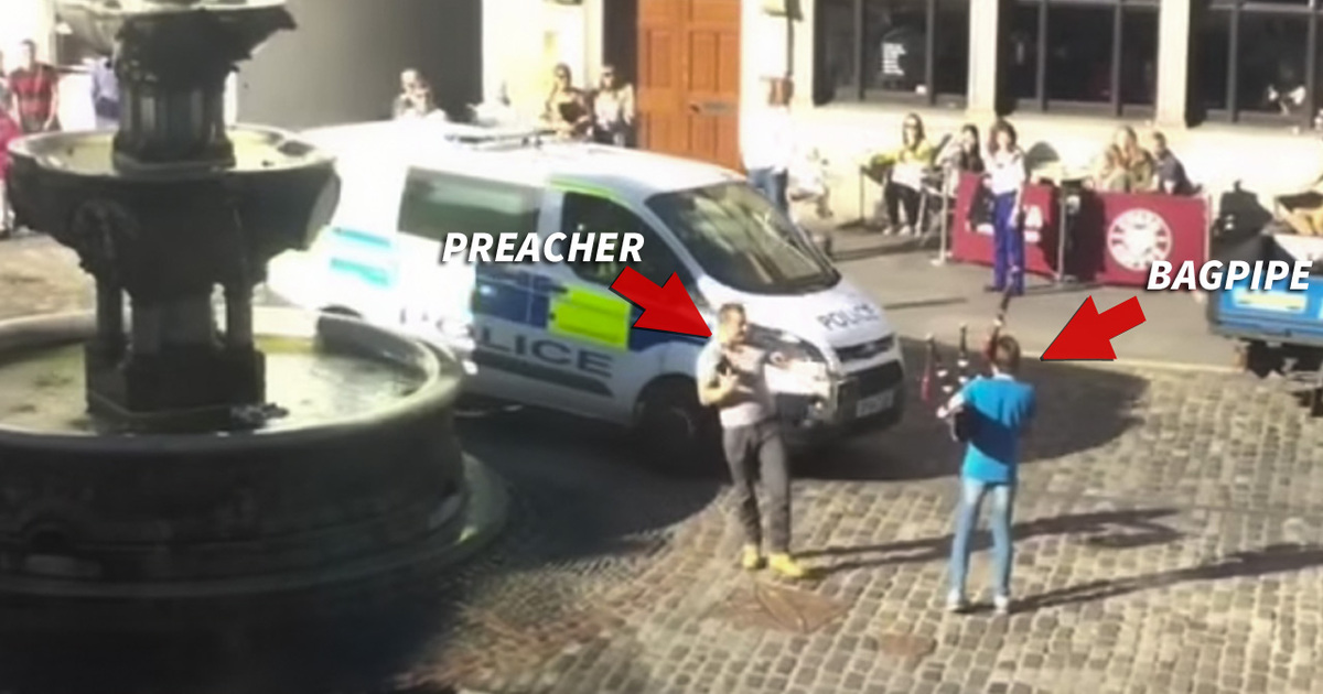 Bagpipe Hero -- Shuts Down Anti-Gay Preacher (VIDEO)