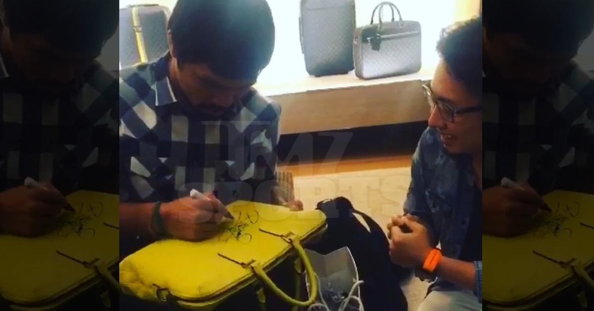 Manny Pacquiao -- KO's $2,500 Louis Vuitton Bag ... By Signing It