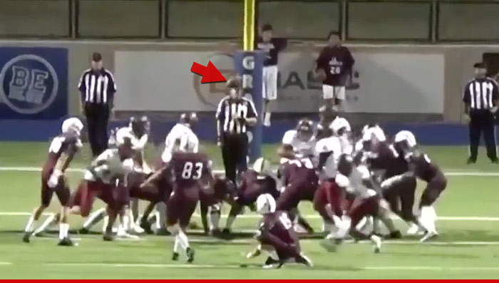 High School Football Kicker Nails Extra Point ... Off the Ref's Head! (VIDEO)