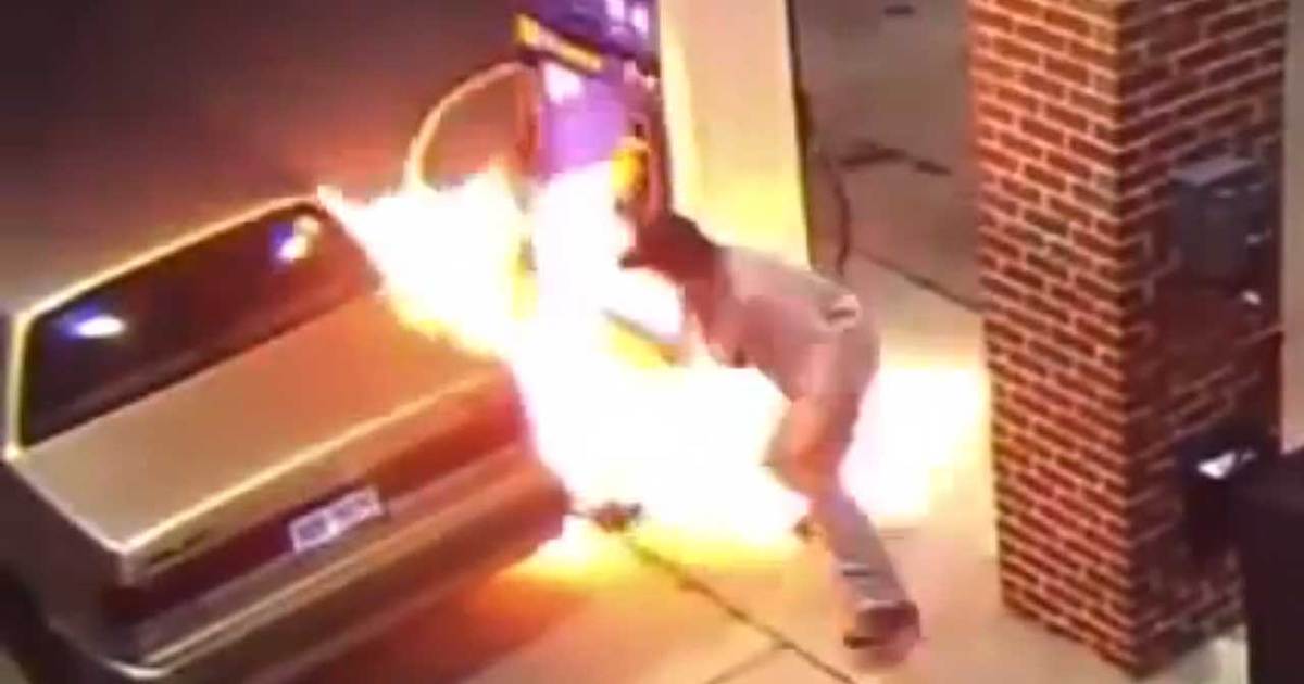 Dummy of The Day -- Guy Starts Gas Station Fire