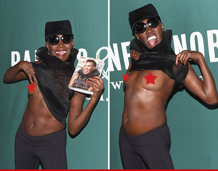 Grace Jones -- See These, Miley ... I've Got Boobs Too!! (PHOTO)