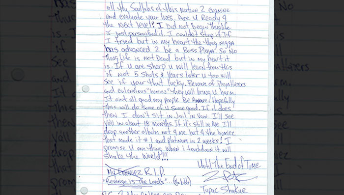 Tupac Shakur -- 'Thug Life Is Dead' Jailhouse Letter Up for Sale