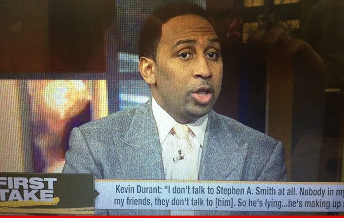Stephen A. Smith -- Threatens Kevin Durant ... I CAN RUIN YOU!!!