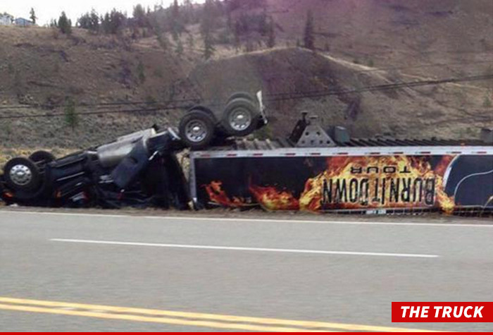 Jason Aldean -- Tour Equipment Truck Flips In Scary Wreck