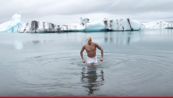 Justin Bieber -- Caution in Iceland!! That Water Is F-f-freezing