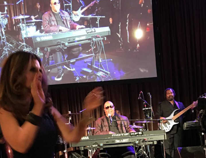 Maria Shriver -- WINS 60th Birthday Bash Contest ... Serenaded by Stevie Wonder