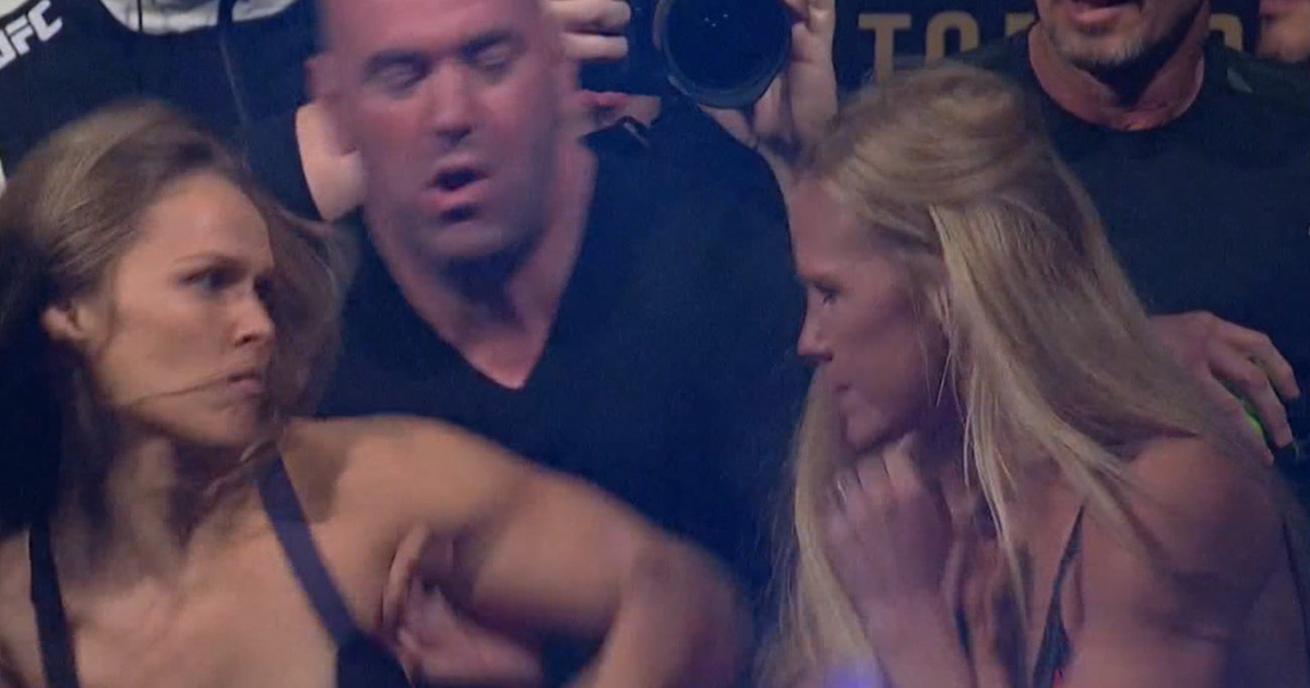Rousey vs. Holm -- Pushing, Cussing, Threats ... At UFC Weigh-In (VIDEO)