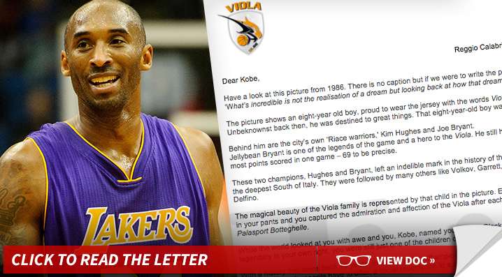Kobe Bryant -- Gets Offer From Dad's Italian Team ... In Majestic Letter