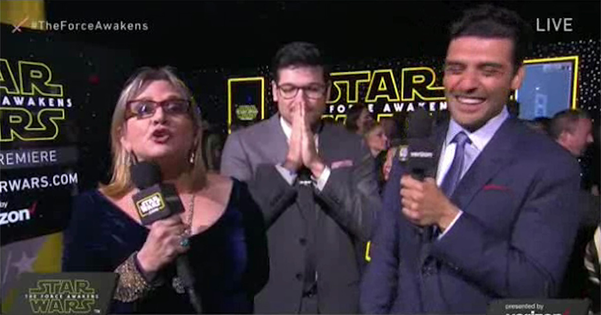 Carrie Fisher -- Hijacks Star Wars Premiere ... Curses Up a Storm