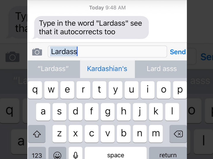 iPhone Autocorrect -- Lardass = Kardashian