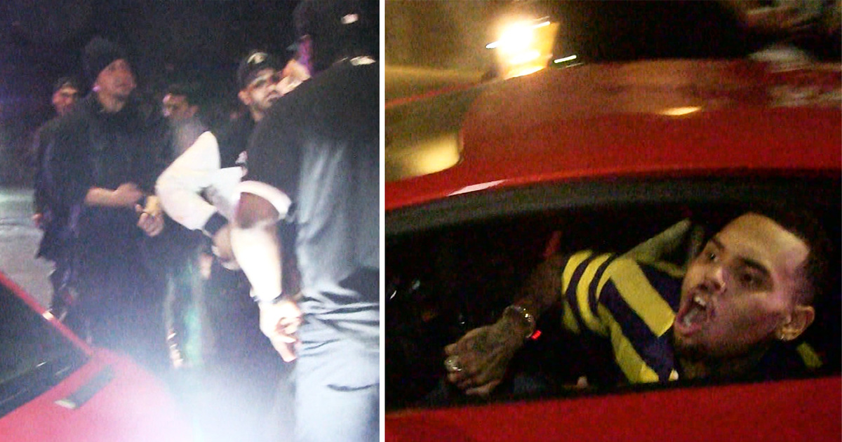 Chris Brown -- Crowd Swarms Lambo ... Ragin' Against the Machine