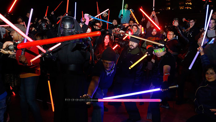 Bi-Coastal Lightsaber Battle -- The Fencing Photos