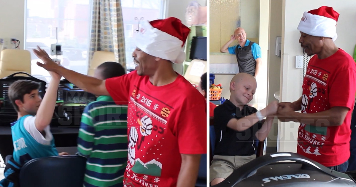 NBA's Muggsy Bogues -- The Littlest Santa ... Suprises Children's Hospital With Gifts!!!
