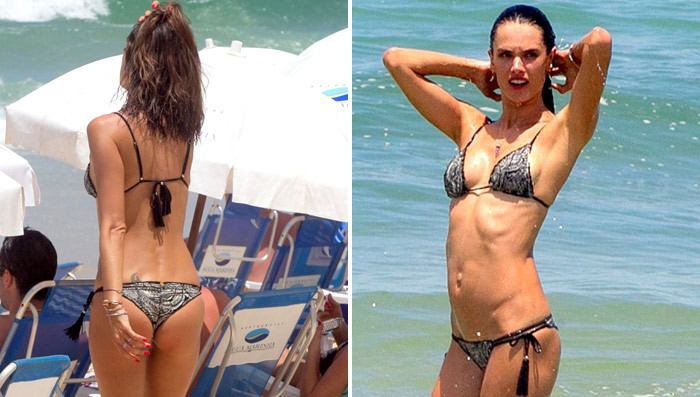 Alessandra Ambrosio -- Catwalks The Beach in a Bikini (PHOTOS)