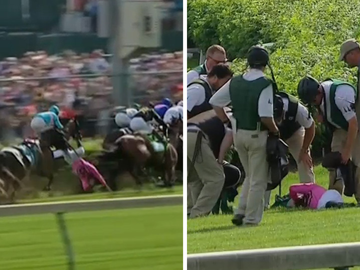 Churchill Downs Scary Crash Sends Horses, Riders Flying Before Kentucky